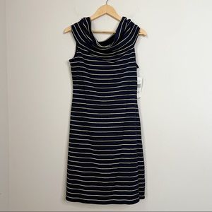 NWT Lauren Ralph Lauren Stripe Cowl Neck Sleeveless Sweater Dress Size L Petite